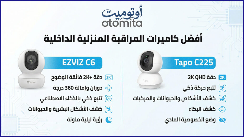 أفضل كاميرات مراقبة داخلية منزلية — EZVIZ C6 وTapo C225