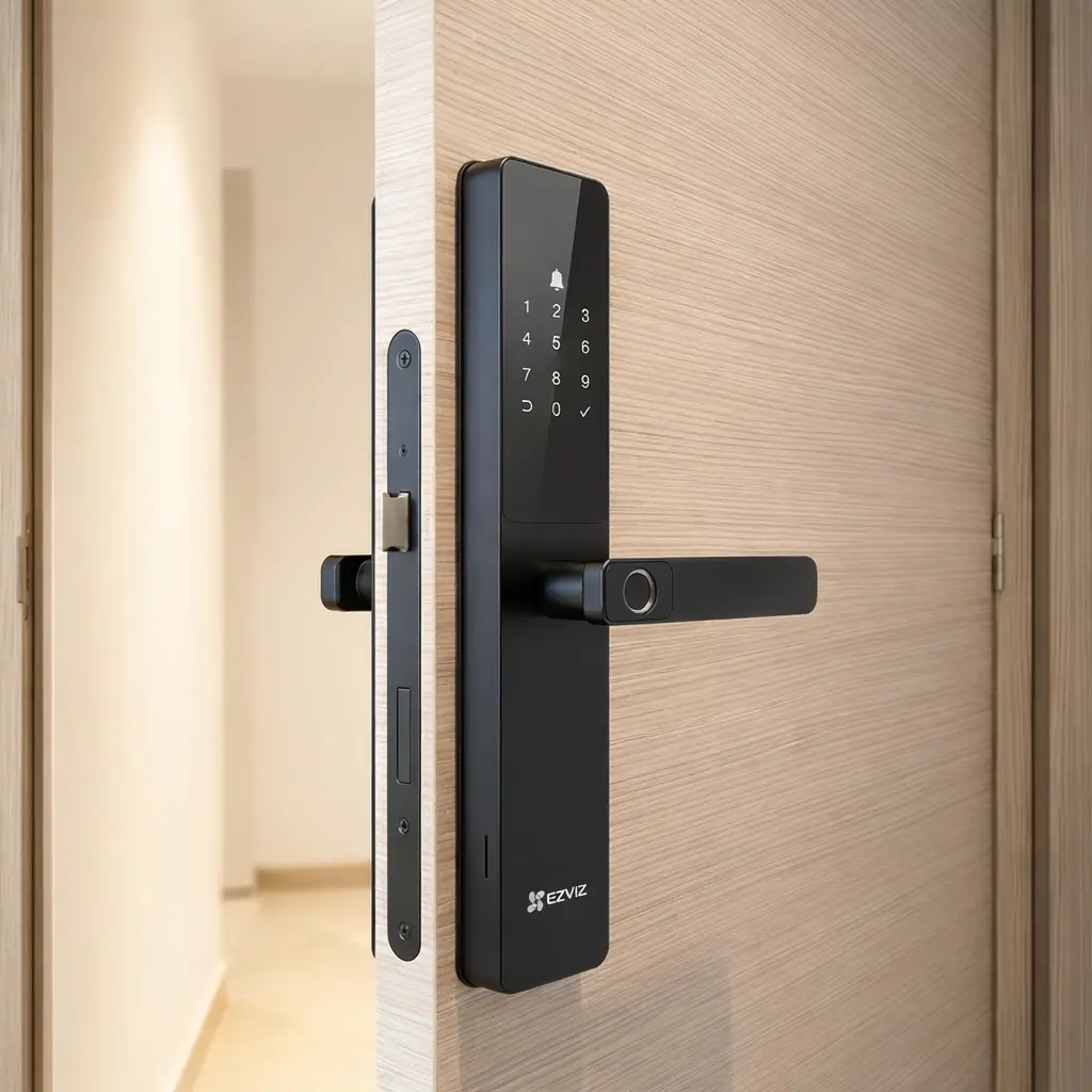 قفل ذكي EZVIZ Y2000 مُركّب على باب — أفضل قفل ذكي رخيص في السعودية بسعر 369 ريال
